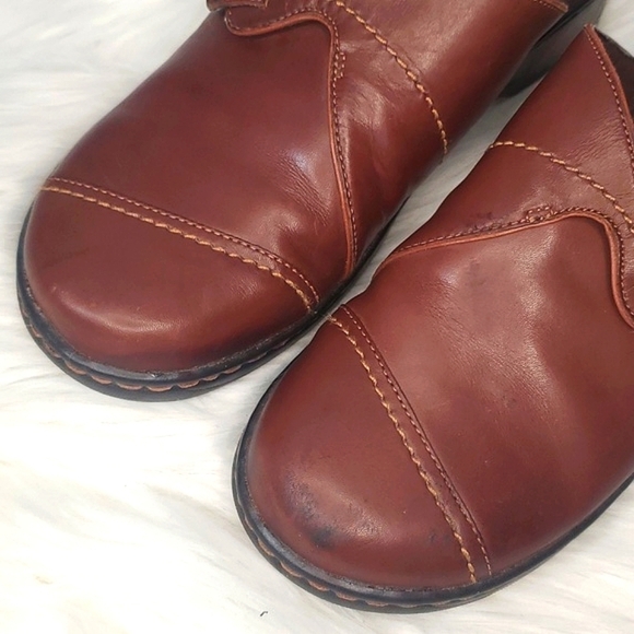 Bjorndal Ivy Brown Leather Monk Strap Cap Toe Clog Mule Shoe Womens 8M Casual - Picture 15 of 17